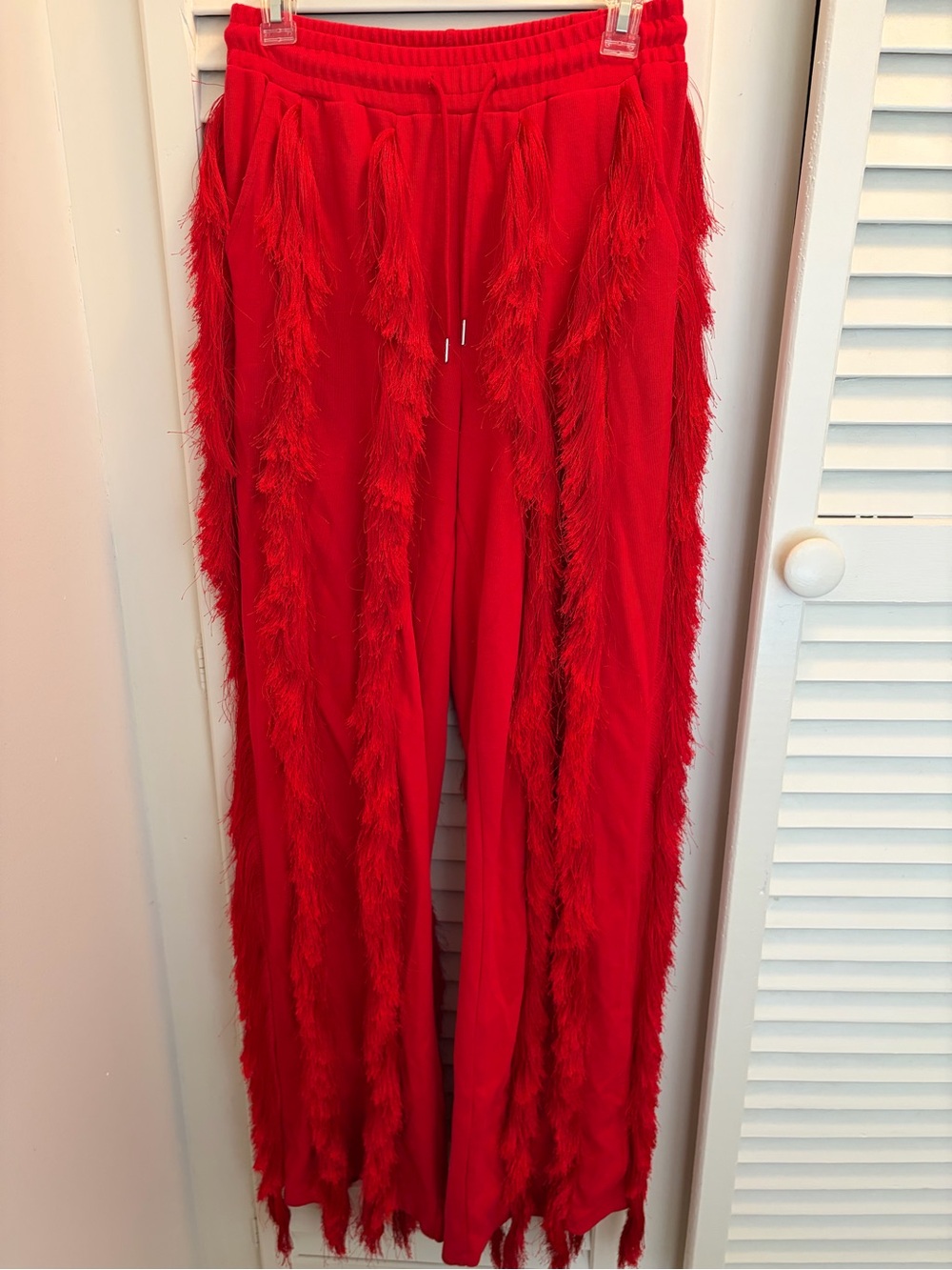 Minaa Monroe Over the Too Red Fringe Pants Size Small